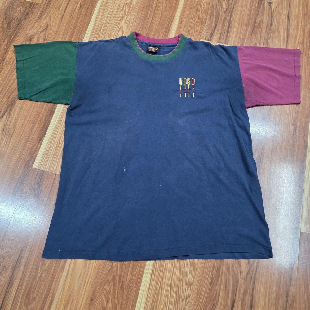 Vintage TSi Pennsylvania Rowing Shirt Mens XL Colorblock Ringer Embroidered